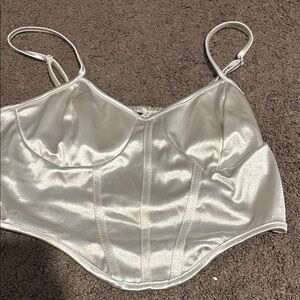Silver Satin Bustier Top